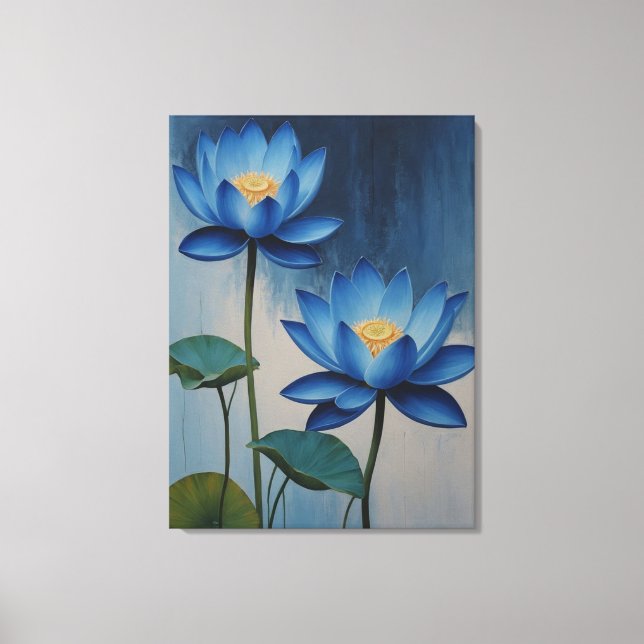 Lienzo un cuadro de flores azules (Anverso)