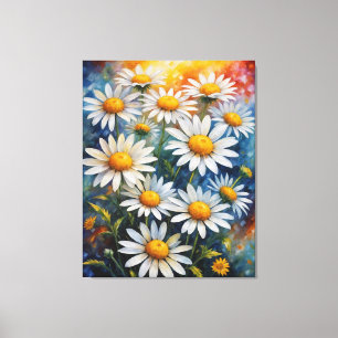 Lienzo un cuadro de margaritas blancas y amarillas