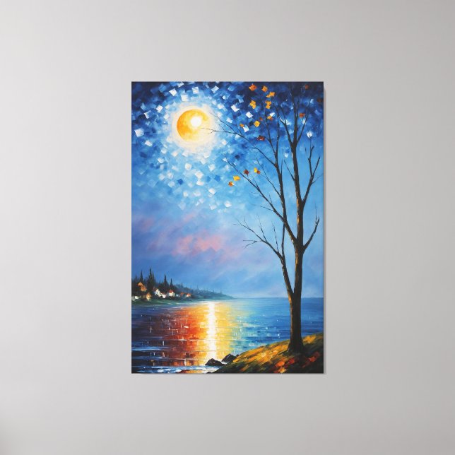 Lienzo un cuadro de un árbol y una luna (Anverso)