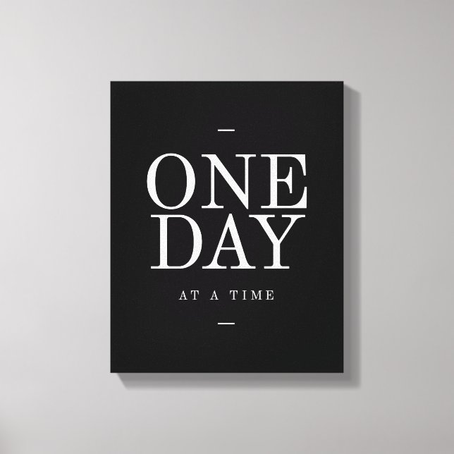 Lienzo Un día - Regalo estudiantil Cita en blanco y negro (Anverso)