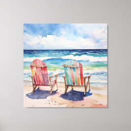 Lienzo Un día soleado para dos coloridas playas digitales