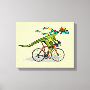 Lienzo Un Dinosaurio De Anabisetia Montando En Bicicleta.