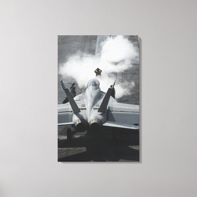 Lienzo Un director de la cabina de vuelo indica un F/A-18 (Anverso)