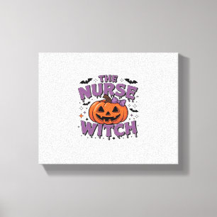 Lienzo Un diseño lúdico con una bruja de calabaza y un