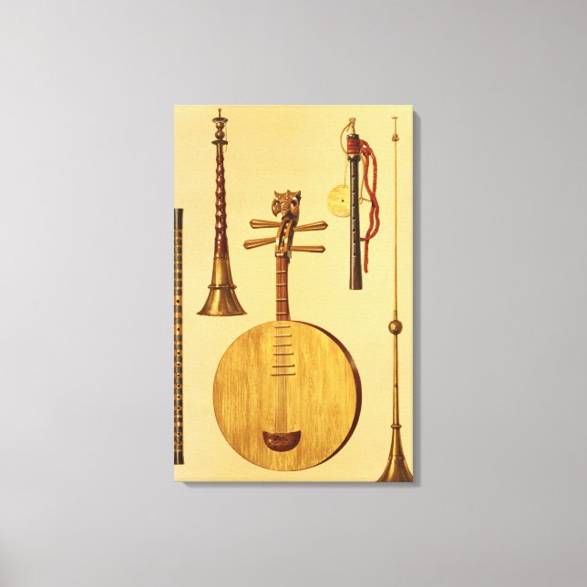 Lienzo Un dizi, un sona, un yueqin, chino, un japonés (Anverso)