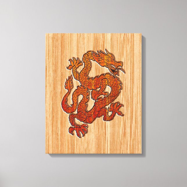 Lienzo Un dragón en bambú oriental (Anverso)