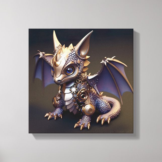 Lienzo Un dragón infantil Metalizado y delicado (Anverso)