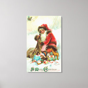 Lienzo Un embalaje de Santa de las Felices Navidad juega