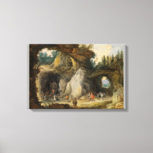 Lienzo Un ermitaño ante una Grotto de Jan Brueghel el Eld