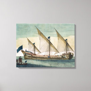 Lienzo Un Galleass tres-masted en curso por la vela,