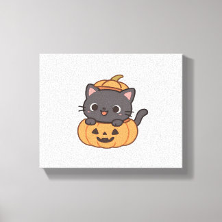 Lienzo Un gato negro juguetón saliendo de la camiseta de 