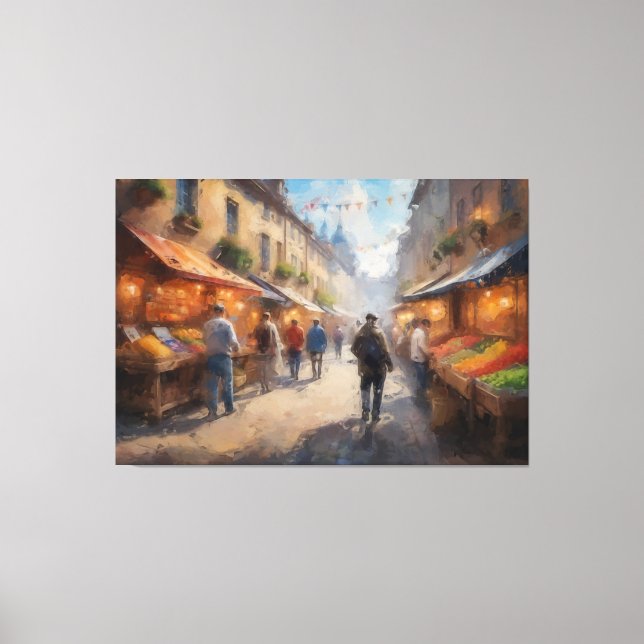 Lienzo un grupo de personas caminando por una calle (Anverso)