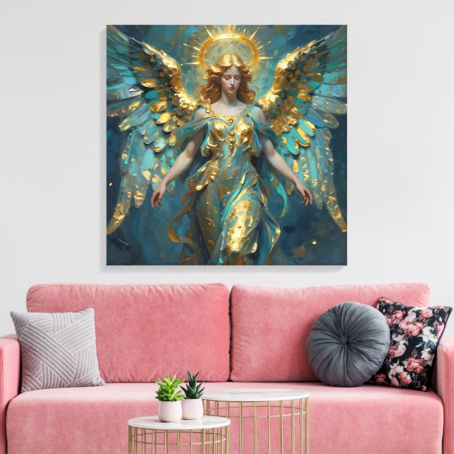 Lienzo Un hermoso ángel de oro y turquesa (Insitu (Sala de estar))