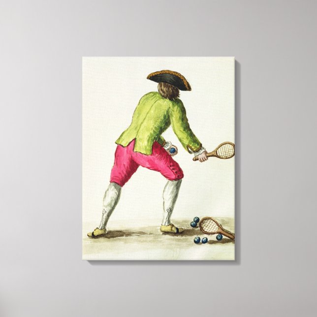 Lienzo Un hombre jugando con un racquet y bolas (Anverso)