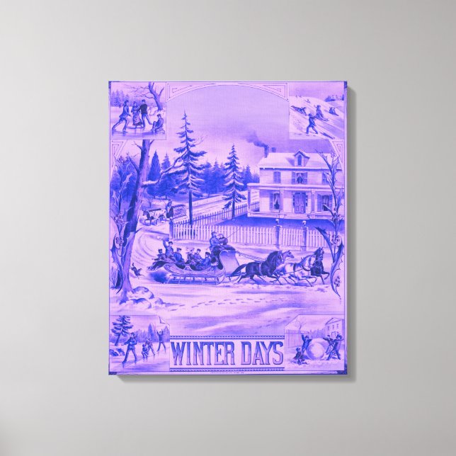 Lienzo Un invierno pintoresco y pintoresco del siglo XIX (Anverso)