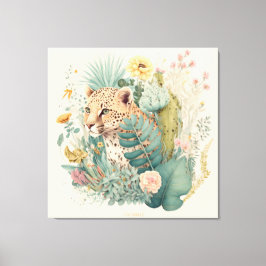 Lienzo Un leopardo detrás del personalizado de los arbust