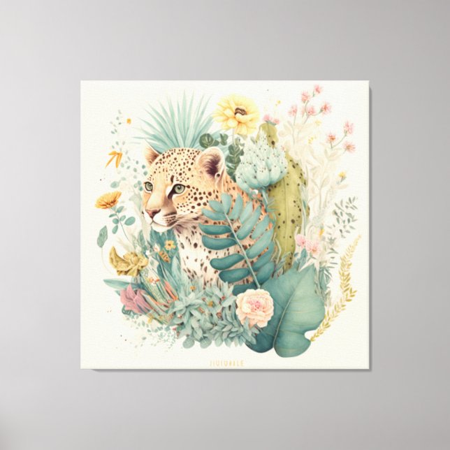 Lienzo Un leopardo detrás del personalizado de los arbust (Anverso)