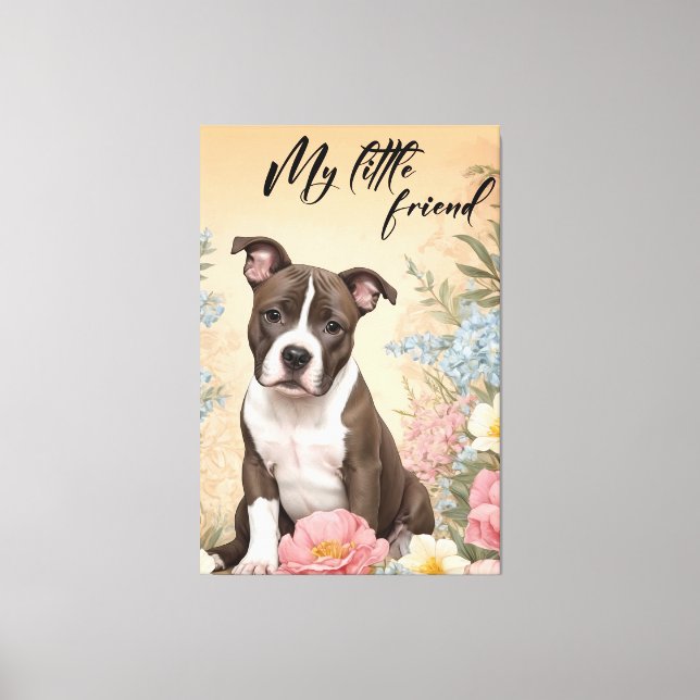 Lienzo Un lindo cachorro pardo Staffordshire Terrier (Anverso)