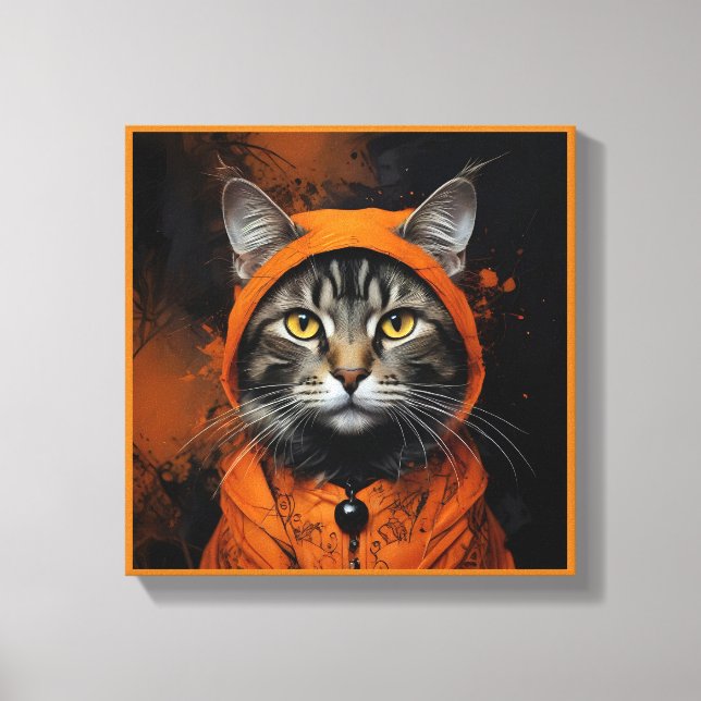 Lienzo Un lindo gato enmascarado de Halloween (Anverso)