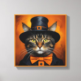 Lienzo Un lindo gato enmascarado de Halloween