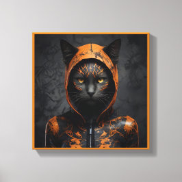 Lienzo Un lindo gato enmascarado de Halloween
