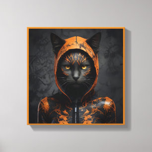 Lienzo Un lindo gato enmascarado de Halloween