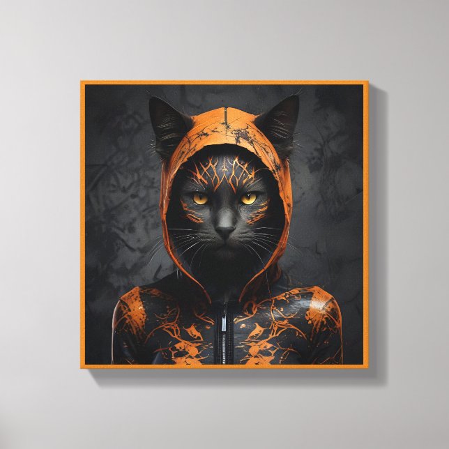 Lienzo Un lindo gato enmascarado de Halloween (Anverso)