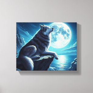 Lienzo Un Lobo En La Noche, Un Lobo En El Lobo