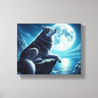 Lienzo Un Lobo En La Noche, Un Lobo En El Lobo