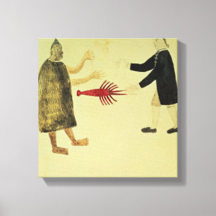 Lienzo Un maorí trocando un cangrejo