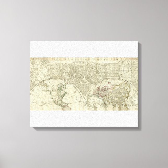Lienzo Un mapa general del mundo o del mundo terraqueoso (Anverso)