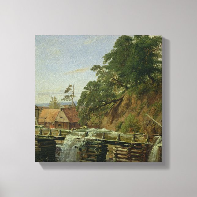 Lienzo Un molino de agua en Christiania, c.1834 (Anverso)