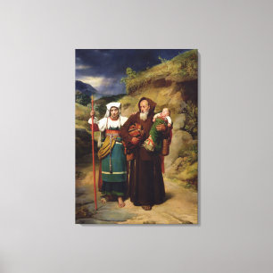 Lienzo Un monje que ayuda a un peregrino