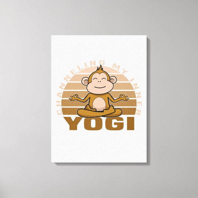Lienzo Un mono gracioso que hace yoga. (Anverso)
