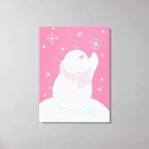 Lienzo Un muñeco de nieve que alcanza para un copo de