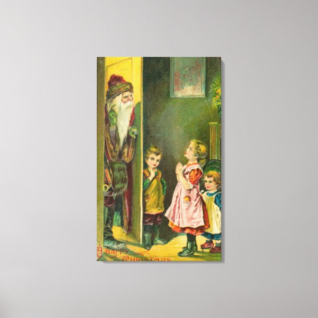 Lienzo Un Navidad feliz que los niños dejan entrar a Sant (Anverso)