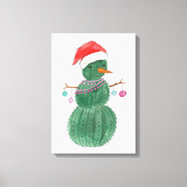 Lienzo Un Navidad muy cactus Snowman (Anverso)