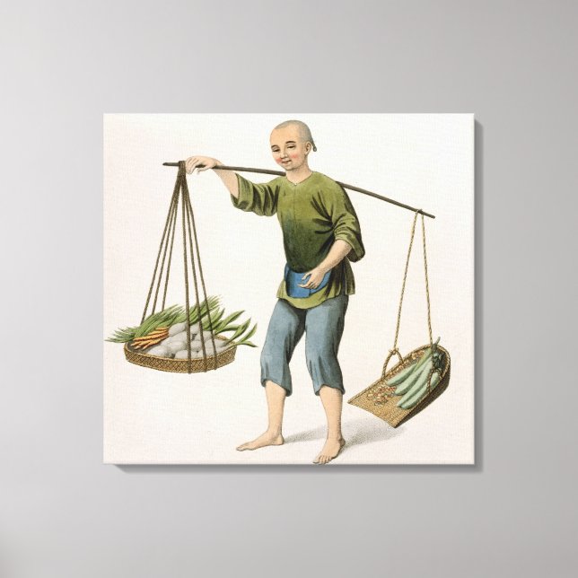 Lienzo Un niño con verduras, plato 54 de "Los disfraces" (Anverso)