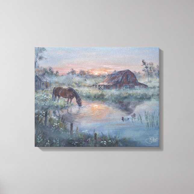Lienzo Un Nuevo Día - Pintura de caballo (Anverso)