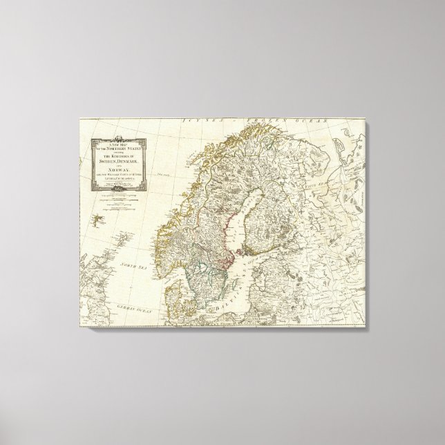 Lienzo Un nuevo mapa de los Estados del Norte (Anverso)