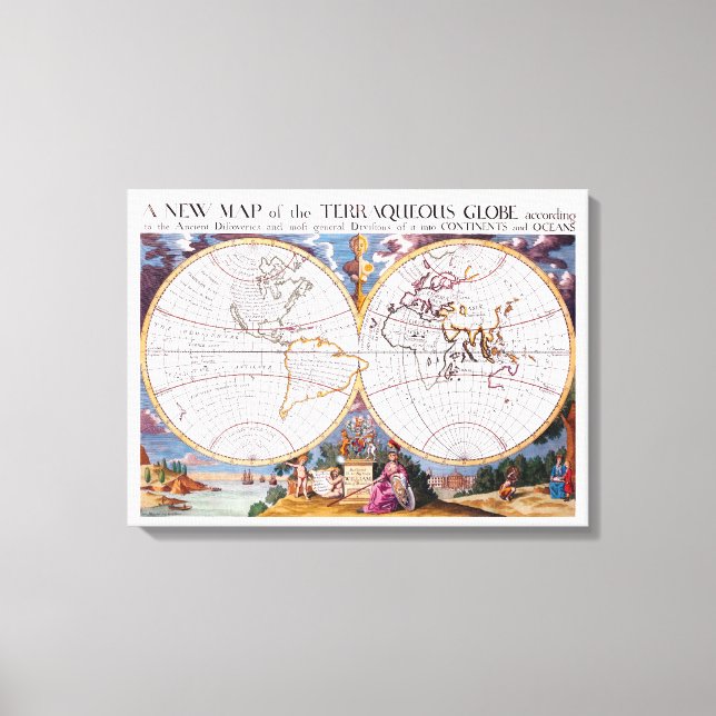 Lienzo Un Nuevo Mapa Del Terraqueoso Vaso Envuelto (Anverso)