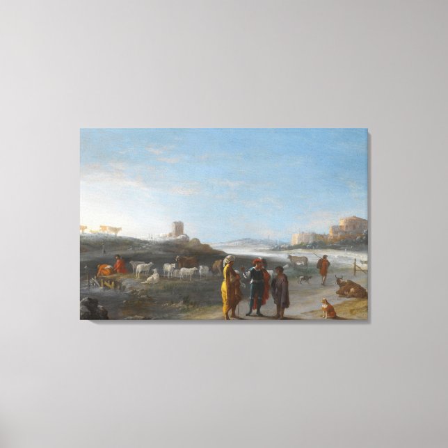 Lienzo Un paisaje italiano con un subje no identificado (Anverso)