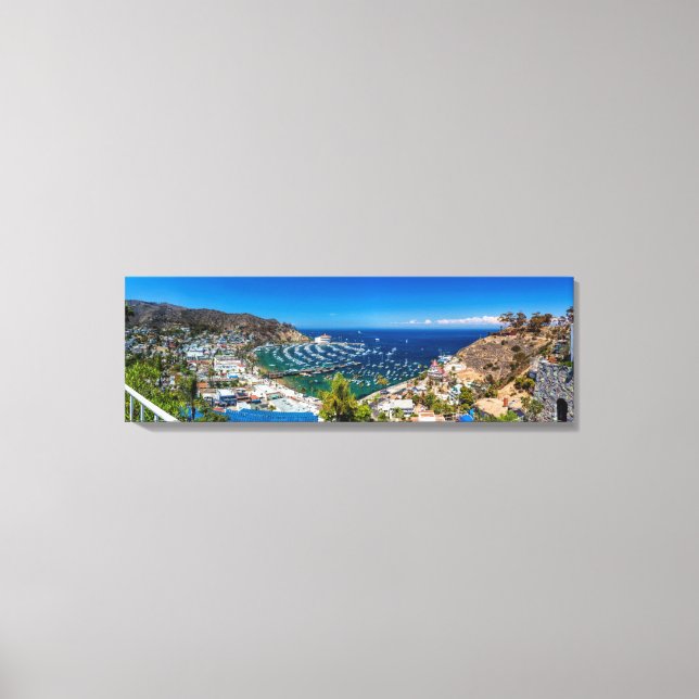Lienzo Un panorama de Avalon en la isla Catalina (Anverso)