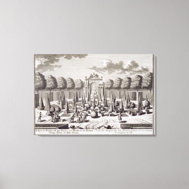 Lienzo Un parterre con árboles naranjas en el jardín del (Anverso)