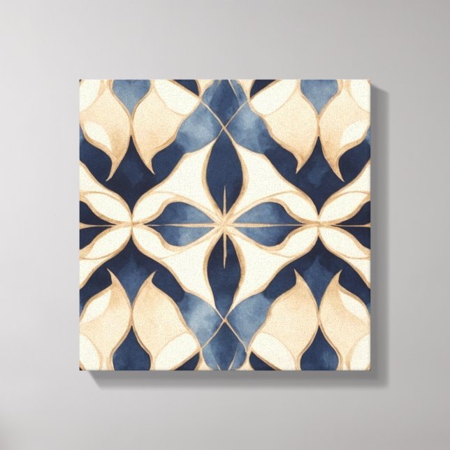 Lienzo un patrón azul y blanco (Anverso)