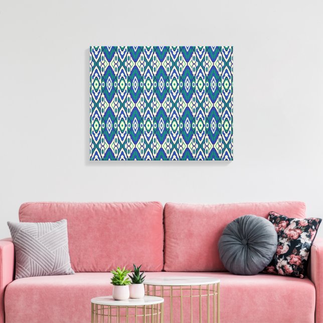 Lienzo un patrón azul y verde con fondo blanco (Insitu (Sala de estar))