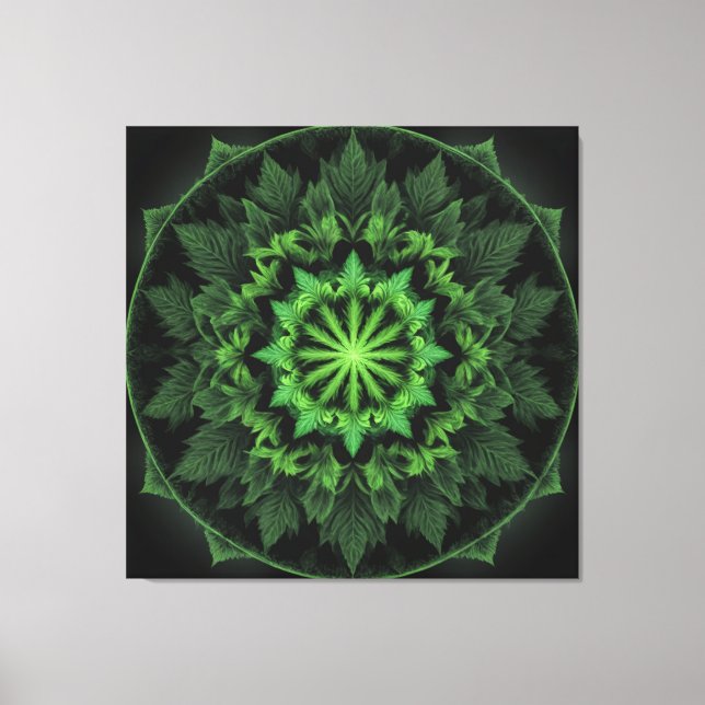 Lienzo un patrón circular de hojas (Anverso)