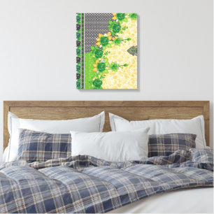 Lienzo Un patrón de verde y naranja muy bien diseñado