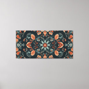 Lienzo un patrón floral colorido sobre un fondo negro