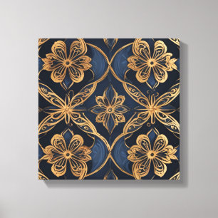 Lienzo un patrón oro y azul